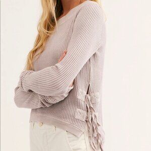 NEW Free People Waffle Knit Side Tie Thermal Long Sleeve Size XS